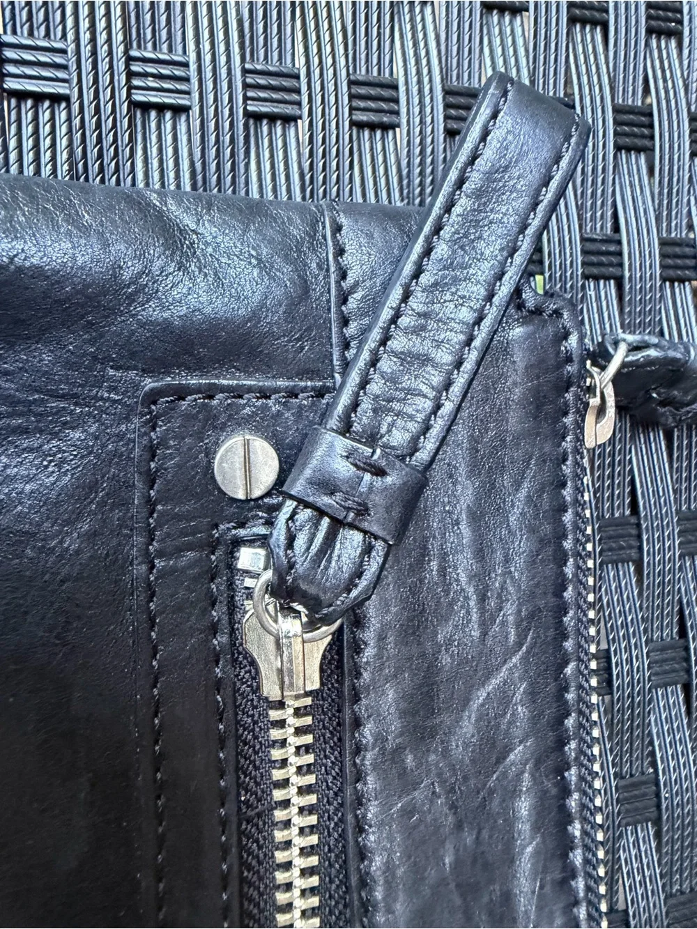 Club Monaco Black Genuine Leather Clutch Wristlet Bag